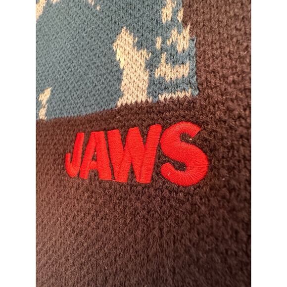 Jaws X Dark Seas Sweater Mens XL Black Heavy Knit Shark Cottagecore Movie - Picture 5 of 13